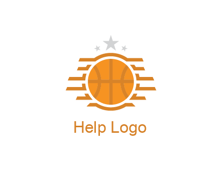 lines around basketball with stars above