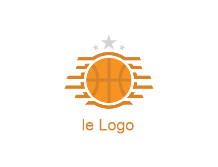 lines around basketball with stars above