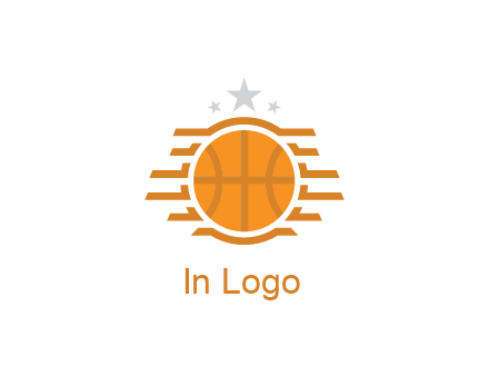 lines around basketball with stars above