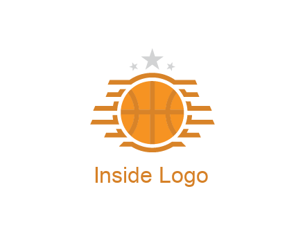 lines around basketball with stars above