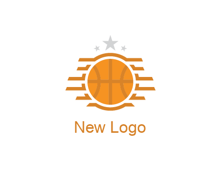 lines around basketball with stars above