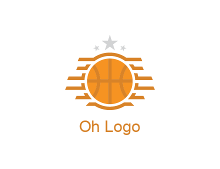 lines around basketball with stars above