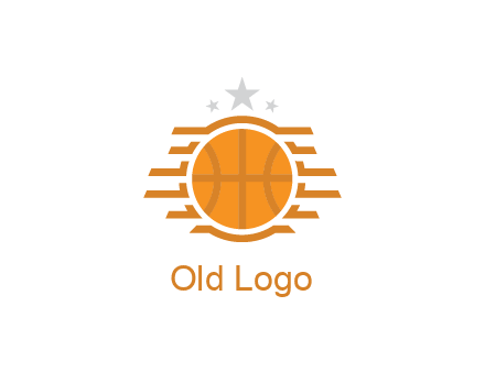 lines around basketball with stars above
