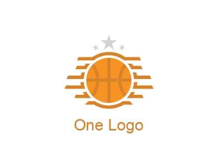 lines around basketball with stars above