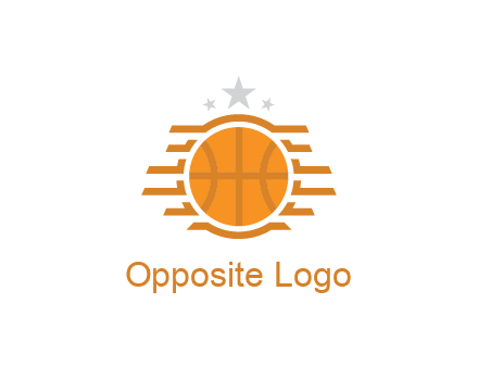 lines around basketball with stars above