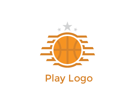 lines around basketball with stars above