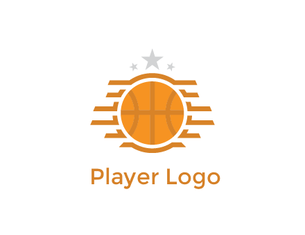 lines around basketball with stars above