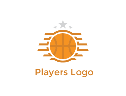 lines around basketball with stars above