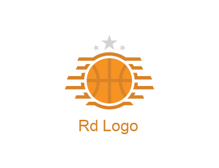 lines around basketball with stars above