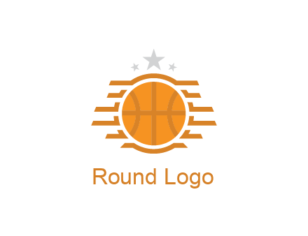 lines around basketball with stars above