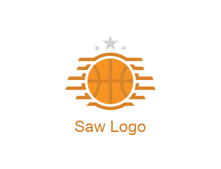 lines around basketball with stars above
