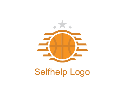 lines around basketball with stars above