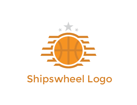 lines around basketball with stars above
