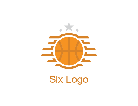 lines around basketball with stars above