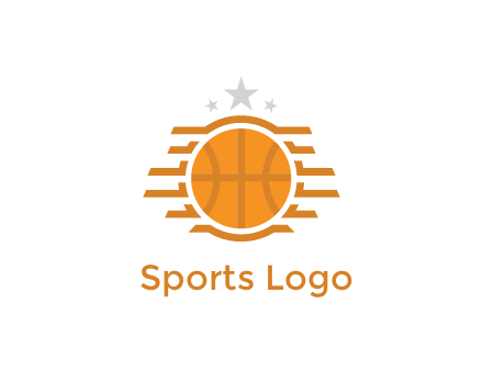lines around basketball with stars above