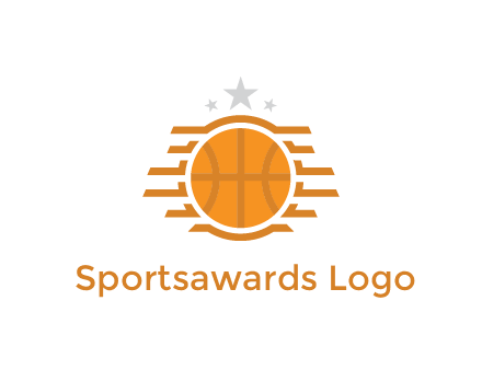 lines around basketball with stars above