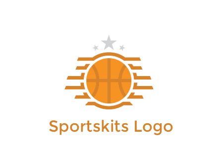 lines around basketball with stars above
