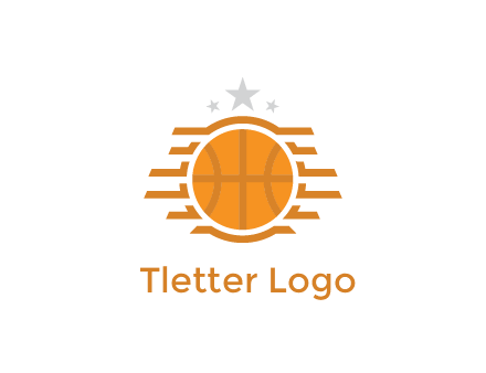 lines around basketball with stars above