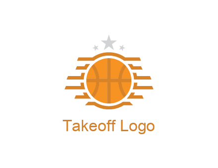 lines around basketball with stars above