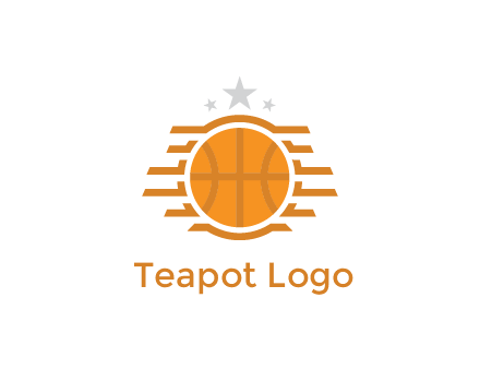 lines around basketball with stars above