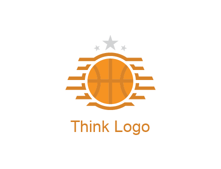lines around basketball with stars above