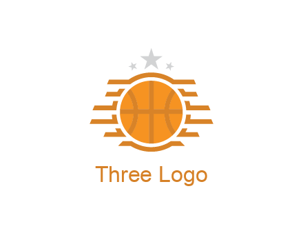 lines around basketball with stars above