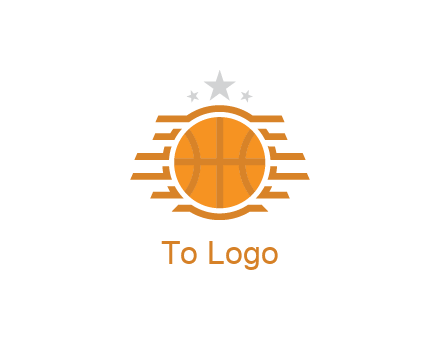 lines around basketball with stars above