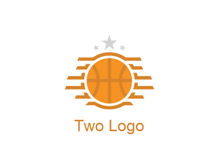 lines around basketball with stars above