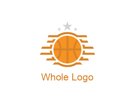 lines around basketball with stars above