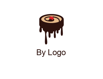 melting chocolate cake with cherry