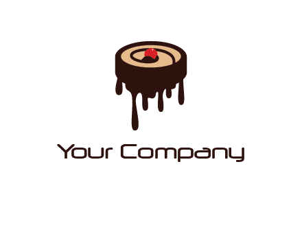 melting chocolate cake with cherry