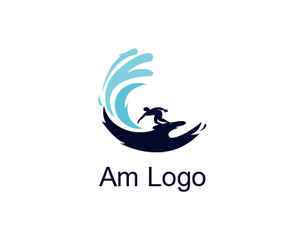 surfer surfing with abstract waves