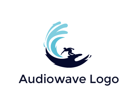 surfer surfing with abstract waves