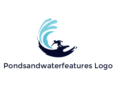 surfer surfing with abstract waves