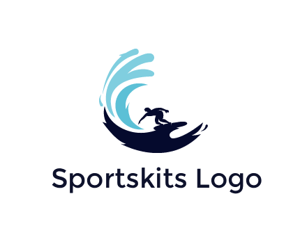 surfer surfing with abstract waves