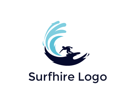 surfer surfing with abstract waves