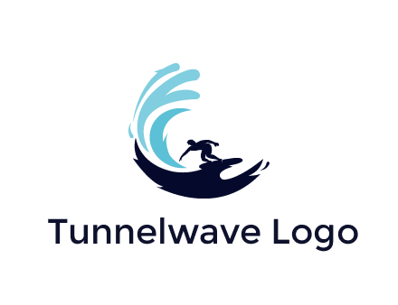 surfer surfing with abstract waves