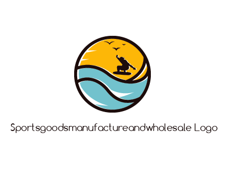 surfer surfing with birds in circle