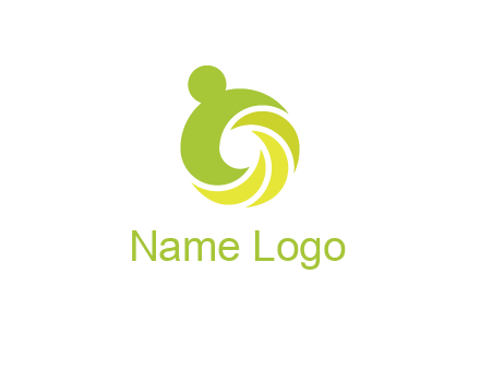 person with swoosh graphics