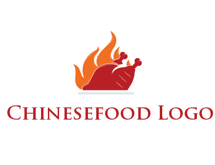 flames behind BBQ chicken