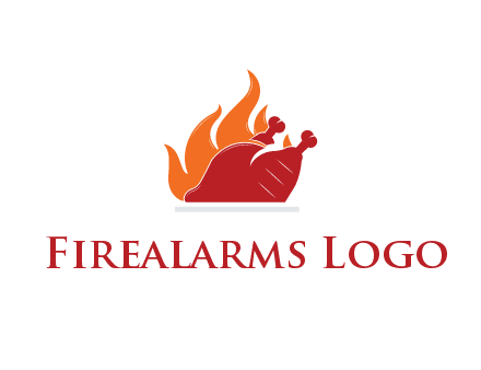 flames behind BBQ chicken