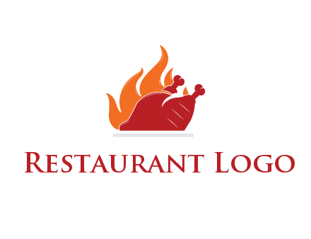 flames behind BBQ chicken