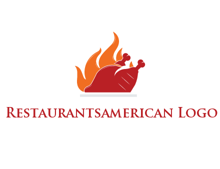 flames behind BBQ chicken