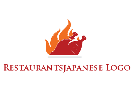 flames behind BBQ chicken