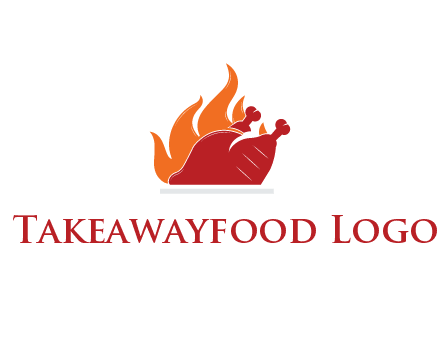 flames behind BBQ chicken