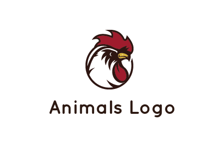 rooster face in circle