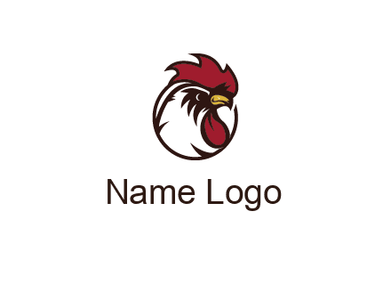 rooster face in circle