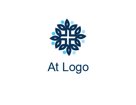 line art leaves on the end of first aid sign with circles
