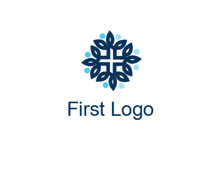 line art leaves on the end of first aid sign with circles