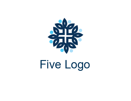 line art leaves on the end of first aid sign with circles